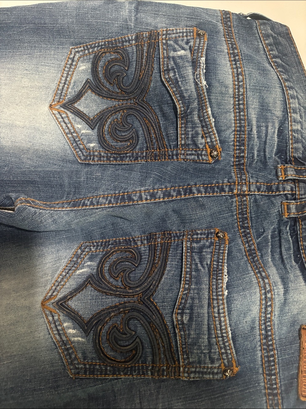 Affliction Men's Distressed Blue Straight Jeans - Picture 4 of 4